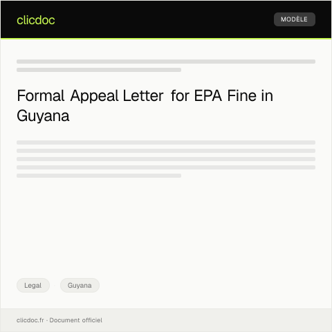Document preview: Appeal Letter Against Administrative Fine Imposed by the Environmental Protection Agency — Legal, Guyana