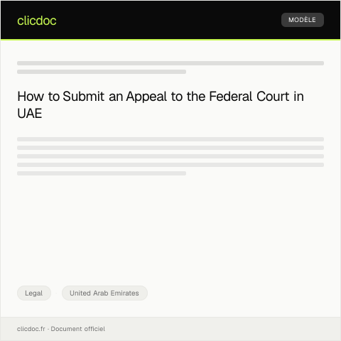 Document preview: Appeal Submission for Judicial Decision via Federal Court Online System — Legal, United Arab Emirates