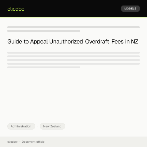 Document preview: Appeal for Reversal of Unauthorized Overdraft Fee — Administration, New Zealand