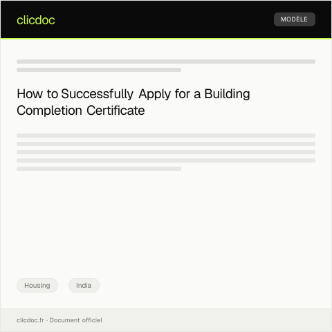 Document preview: Application for Building Completion Certificate (Municipal Authority) — Housing, India