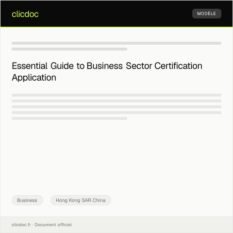 Document preview: Application for Business Sector Certification / 行業認證申請 — Business, Hong Kong SAR China