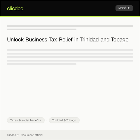 Document preview: Application for Business Tax Relief (DevelopTT Portal) — Taxes & social benefits, Trinidad & Tobago