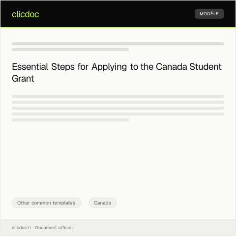 Document preview: Application for Canada Student Grant / Demande de subvention pour étudiants canadiens — Other common templates, Canada