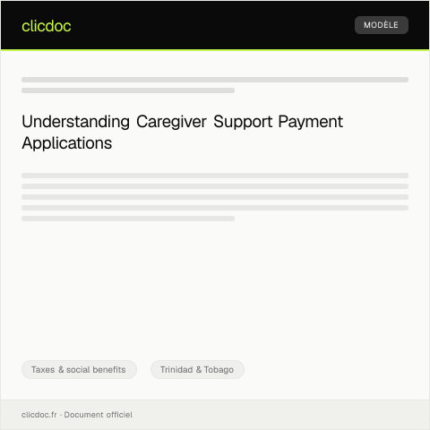 Document preview: Application for Caregiver Support Payment — Taxes & social benefits, Trinidad & Tobago