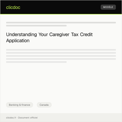 Document preview: Application for caregiver tax credit - Demande de crédit d'impôt pour aidant — Banking & finance, Canada