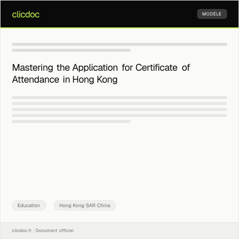 Document preview: Application for Certificate of Attendance / 出席證明申請 — Education, Hong Kong SAR China