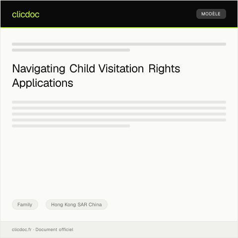 Document preview: Application for Child Visitation Rights 子女探訪權申請 — Family, Hong Kong SAR China