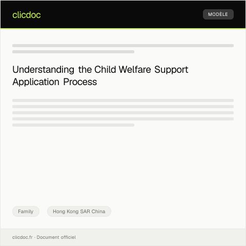 Document preview: Application for Child Welfare Support 小童福利支援申請 — Family, Hong Kong SAR China