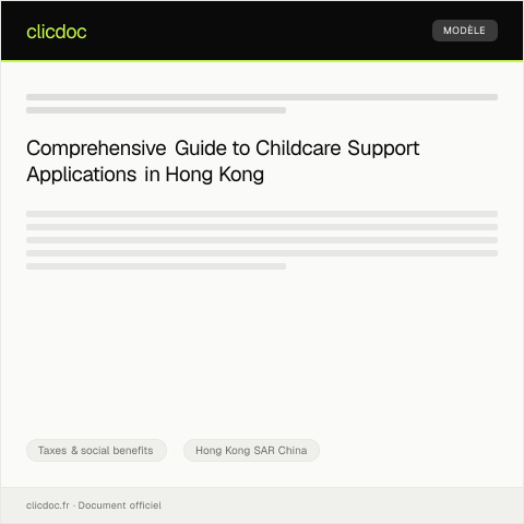 Document preview: Application for Childcare Support / 托兒支援申請 — Taxes & social benefits, Hong Kong SAR China