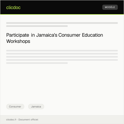 Document preview: Application for Consumer Education Workshop Participation — Consumer, Jamaica