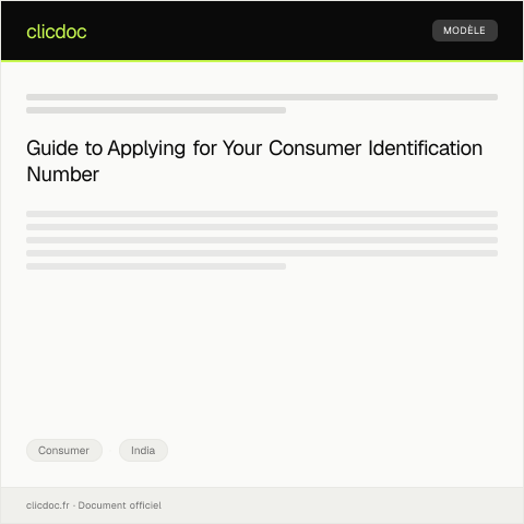 Document preview: Application for Consumer Identification Number — Utility Service Portal — Consumer, India
