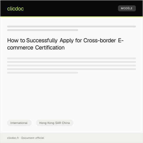 Document preview: Application for Cross-border E-commerce Certification (跨境電子商務認證申請) — International, Hong Kong SAR China