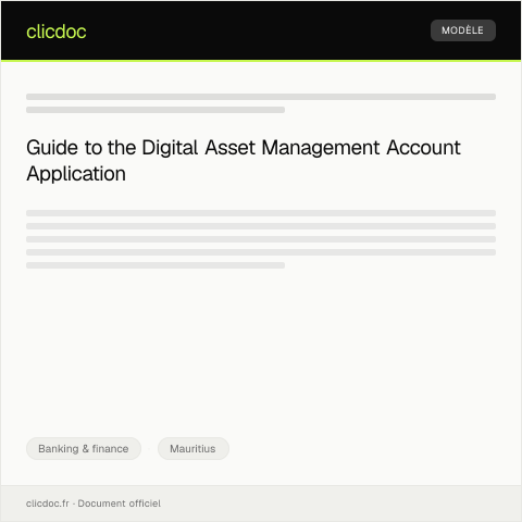Document preview: Application for Digital Asset Management Account — Banking & finance, Mauritius