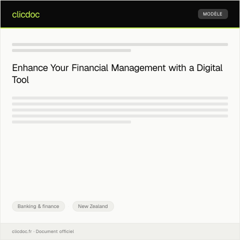 Document preview: Application for a Digital Personal Finance Management Tool / Tono mō te taputapu whakahaere pūtea whaiaro — Banking & finance, New Zealand