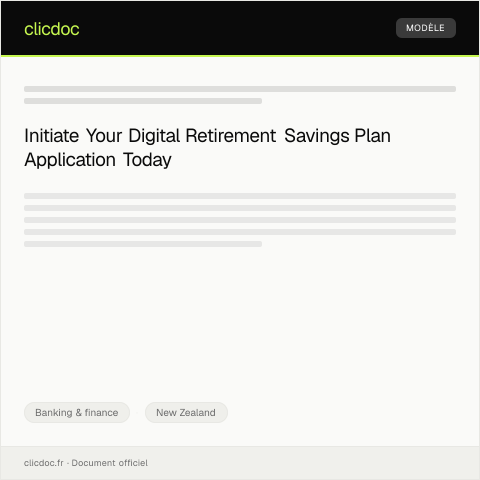 Document preview: Application for a Digital Retirement Savings Plan / Tono mō te mahere penapena mō te okioki — Banking & finance, New Zealand