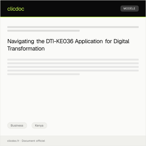 Document preview: Application for Digital Transformation Incentive (Form DTI-KE036) — Business, Kenya