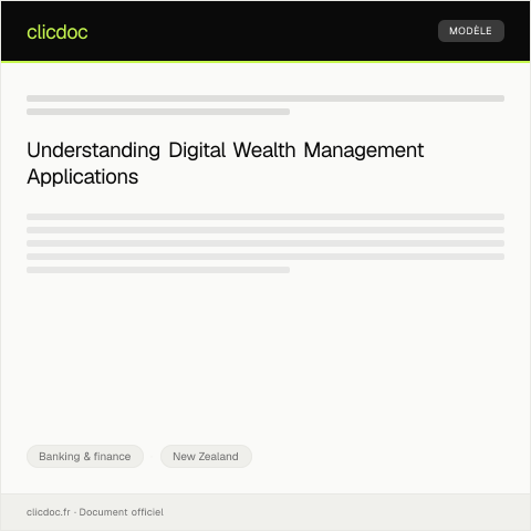 Document preview: Application for Digital Wealth Management Services / Tono mō ngā ratonga whakahaere rawa mamati — Banking & finance, New Zealand