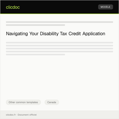 Document preview: Application for Disability Tax Credit / Demande du crédit d'impôt pour personnes handicapées — Other common templates, Canada