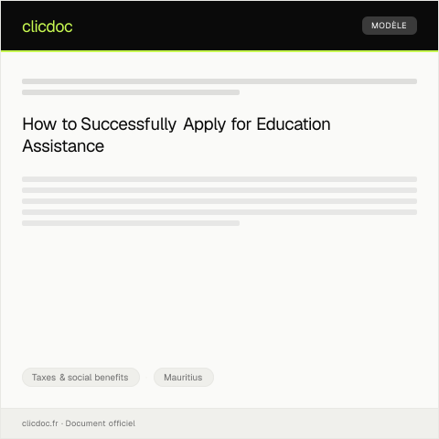 Document preview: Application for Education Assistance for Students — Taxes & social benefits, Mauritius