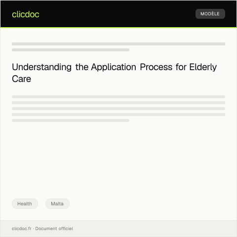 Document preview: Application for Elderly Care Medical Assistance — Health, Malta