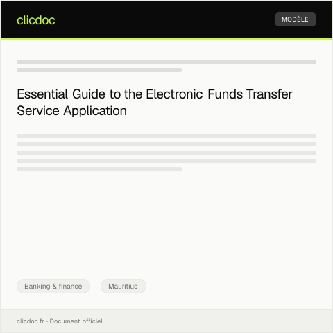 Document preview: Application for Electronic Funds Transfer Service — Banking & finance, Mauritius