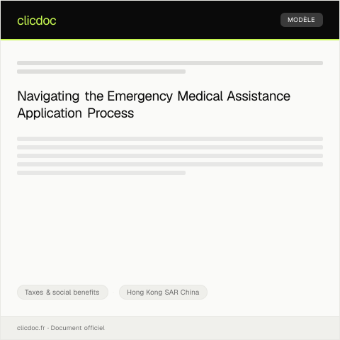 Document preview: Application for Emergency Medical Assistance / 緊急醫療援助申請 — Taxes & social benefits, Hong Kong SAR China