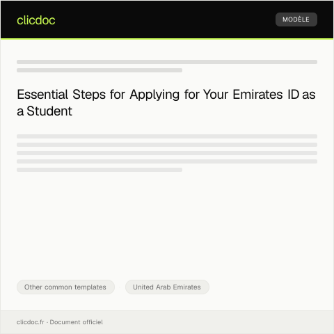 Document preview: Application for Emirates ID Card for Students — Other common templates, United Arab Emirates
