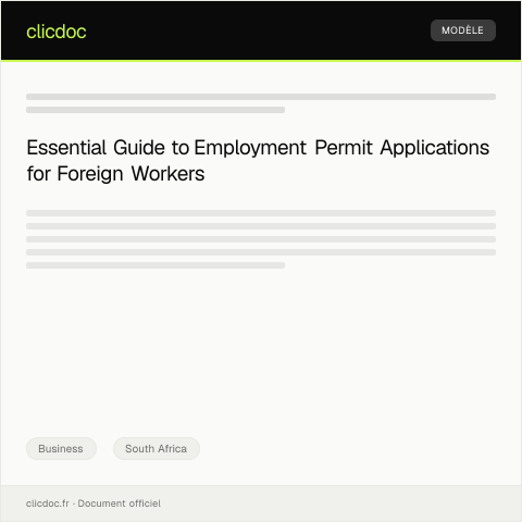 Document preview: Application for Employment Permit for Foreign Workers — Business, South Africa