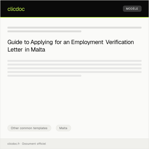 Document preview: Application for Employment Verification Letter / Applikazzjoni Għall-Ittra ta' Verifikazzjoni tax-Xogħol — Other common templates, Malta