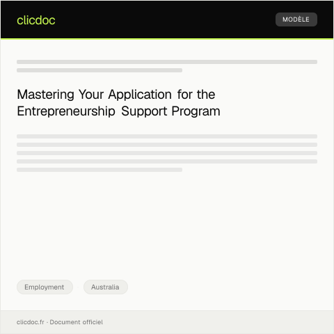 Document preview: Application for Entrepreneurship Support Program — Employment, Australia
