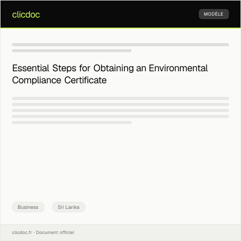 Document preview: Application for Environmental Compliance Certificate — Business, Sri Lanka