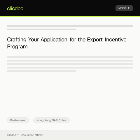 Document preview: Application for Export Incentive Program / 出口獎勵計劃申請 — Businesses, Hong Kong SAR China