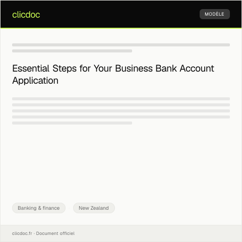 Document preview: Application for a Business Bank Account / Tono mō te pūkete peeke mō te pakihi — Banking & finance, New Zealand