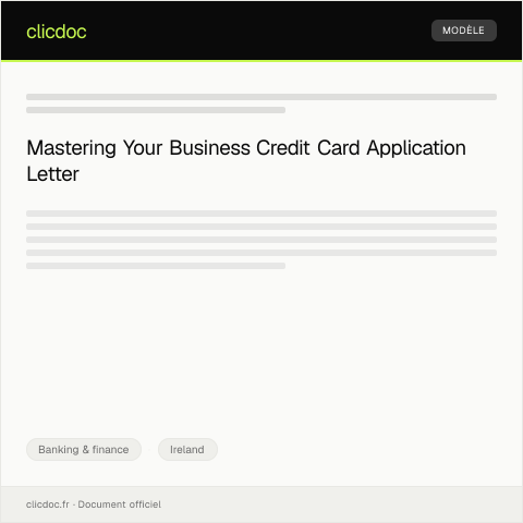 Document preview: Application for a Business Credit Card — Banking & finance, Ireland