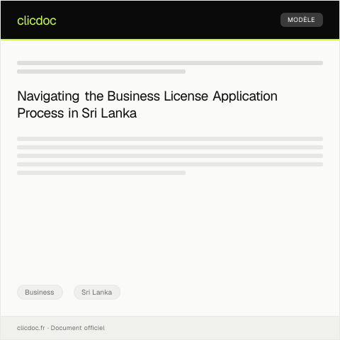 Document preview: Application for a Business License — Business, Sri Lanka