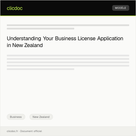 Document preview: Application for a Business License — Business, New Zealand