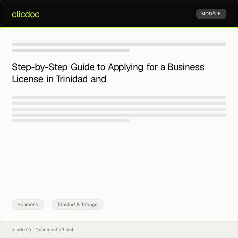 Document preview: Application for a Business License — Business, Trinidad & Tobago