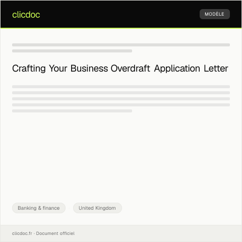 Document preview: Application for a Business Overdraft — Banking & finance, United Kingdom