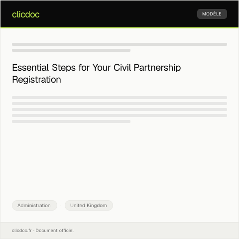 Document preview: Application for a Civil Partnership Registration — Administration, United Kingdom
