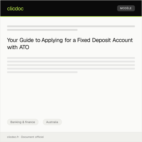 Document preview: Application for a Fixed Deposit Account — Banking & finance, Australia