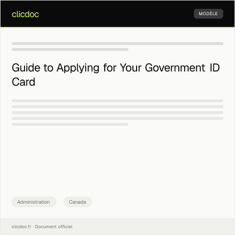 Document preview: Application for a Government-issued ID card / Demande d'une carte d'identité délivrée par le gouvernement — Administration, Canada