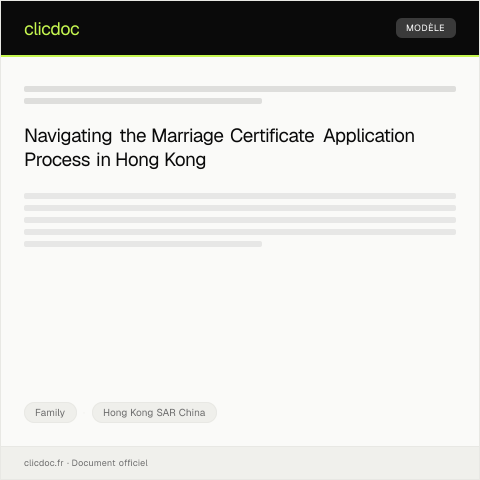Document preview: Application for a Marriage Certificate — Family, Hong Kong SAR China
