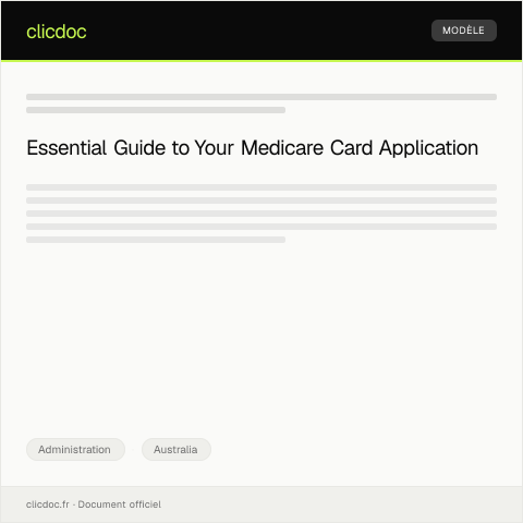 Document preview: Application for a Medicare Card — Administration, Australia
