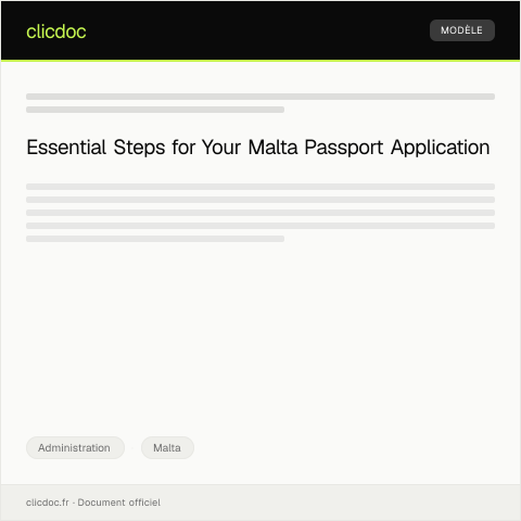 Document preview: Application for a Passport — Administration, Malta