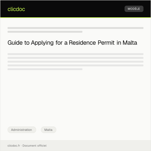 Document preview: Application for a Residence Permit — Administration, Malta