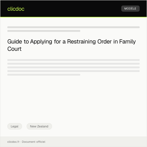 Document preview: Application for a restraining order under Family Court — Legal, New Zealand