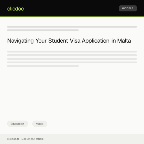 Document preview: Application for a Student Visa — Education, Malta