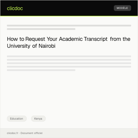 Document preview: Application for academic transcript from the University of Nairobi — Education, Kenya
