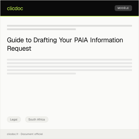Document preview: Application for Access to Information under Promotion of Access to Information Act (PAIA) — Legal, South Africa