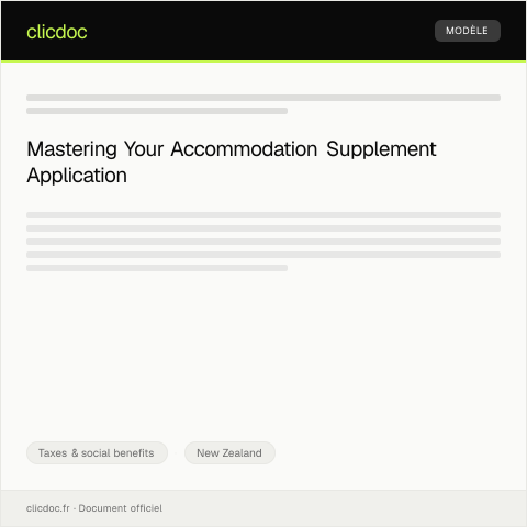 Document preview: Application for Accommodation Supplement — Taxes & social benefits, New Zealand
